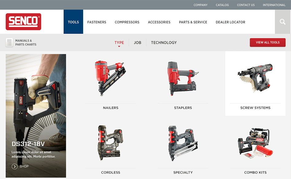 Screenshot of the Senco website tools section